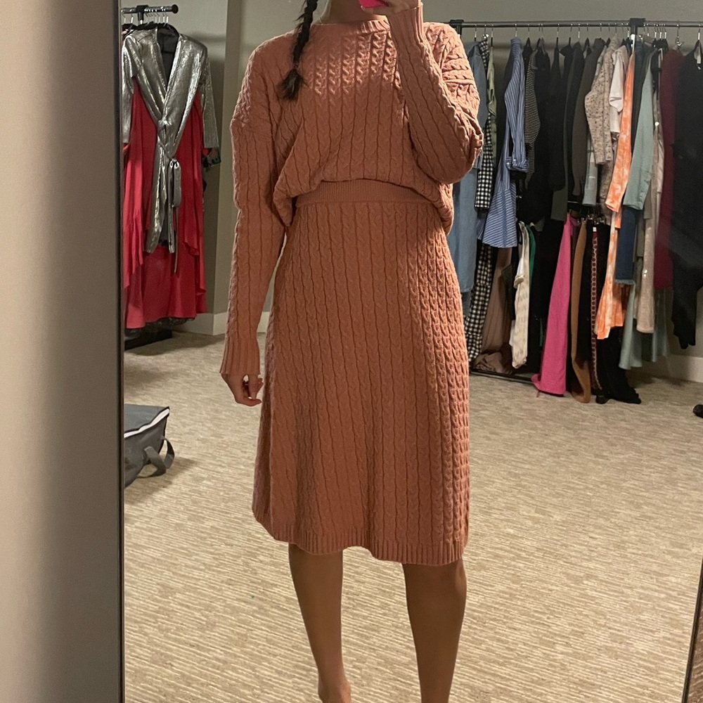 Coral two piece sweater set